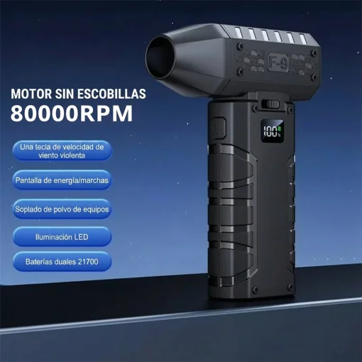 Cod. 1187 Mini Sopladora Recargable 126W / Boquillas intercambiables / Luz-LED / Bat. (3000mAh)