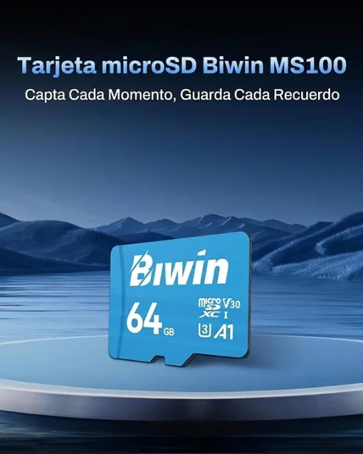 Cod. 317 Micro SD Biwin MS100 64GB&nbsp;/ Clase10, UHS-I, U3, V30, A1 / Up to 100MB/s / P/Drones, Videojuegos, C&aacute;maras Video grabaci&oacute;n 4K UHD