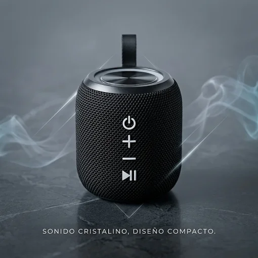 Cod. 250 Parlante Bluetooth 5.0 HS-099C / Sonido 360&deg; / 5W / LED-RGB / Radio FM / Lector USB y MicroSD / Bat. Recargable 1200mAh - Negro