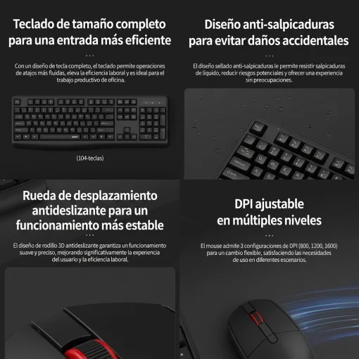 Cod. 298 Kit 2en1 ACER Wireless OCC309 BK / Teclado Espa&ntilde;ol + Mouse &oacute;ptico 1600DPI, 4 botones / 2.4GHz / F. Multimedia / Ergon&oacute;mico