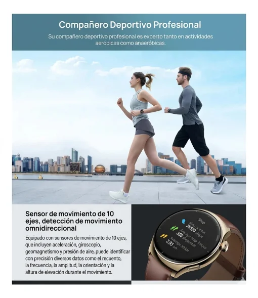 Cod. 1200 SmartWatch Mibro Lite 3 Pro (Gold) / GPS / AMOLED UHD 1.32" 60FPS / LLamadas BT V5.3 / Monitoreo de Salud 24/7: (ritmo card&iacute;aco, SpO2, estr&eacute;s y sue&ntilde;o) / Resistente al agua hasta 50 m (5ATM) / Bat. 350mAh (14 d&iacute;as) / 150+ modos deportivos