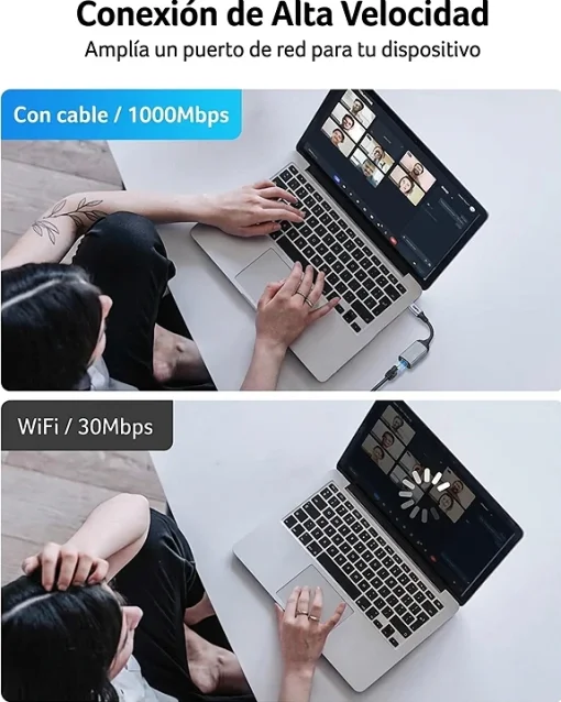 Cod. 176 Adaptador de Red ACER ODK440 / USB-C a Ethernet Gigabit / compatible con Thunderbolt 3/4 a RJ45 / Plug and Play / Carcasa de aluminio