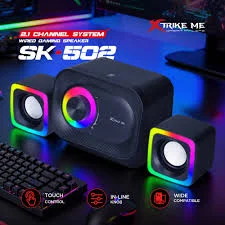 Cod. 249 Parlantes XTRIKE ME SK-502 / 11W RMS (Subwoofer 5W + 2*parlantes 3W) / Luces LED / Interfaz USB(Power), Jack&nbsp;3.5MM(Audio) / Compatible: PS5, PS4, Xbox One, PC, Laptop, smartphones