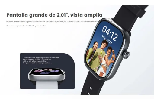 Cod. 1066 SmartWatch Mibro C4 / LLamadas BT 5.3 / Pantalla HD 2.01" / Esferas de reloj personalizadas / 100 modos deportivos / Monitoreo de salud / 2ATM resistente al agua