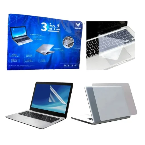 Cod. 741 Kit Protector para Laptop 15.6&quot; 3en1 TO-301 / Protector de Pantalla + Protector de Teclado + Protector de Tapa o Skin Transparente