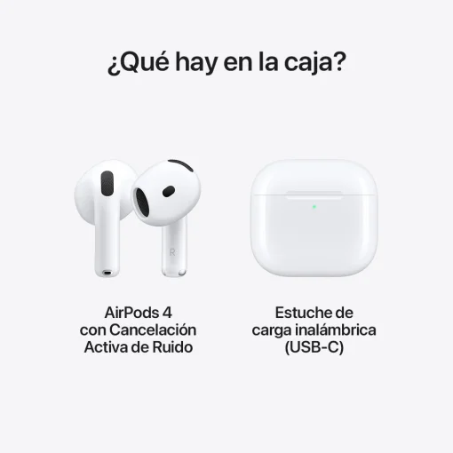 Cod. 145 Aud&iacute;fonos Apple AirPods 4 con ANC (MXP93LL/A) / BT5.3 / Chip H2 / Cancelaci&oacute;n Activa de Ruido / Audio Adaptativo / Estuche Carga USB-C / IP54