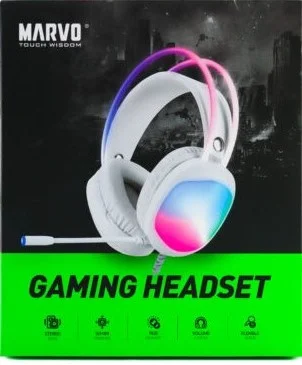 Cod. M:101 Headphone MARVO HG8959 / Iluminación RGB translúcidos en diadema y bocinas / Micrófono omnidireccional / Control de Volumen / 2*jack 3.5mm + USB(LuzLED) / Cable 2.10 m