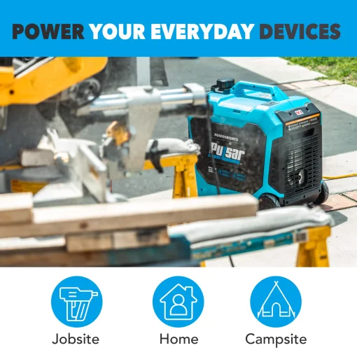Cod. 234 Generador Inverter Pulsar PG5000BiSRCO 5000W Siliencioso / Dual: Gas o Gasolina 3GL. / Salida: 1*RV 120V 30A (TT-30R), 2*CA 120V 20A (5-20R) 1*USB-A 1* USB-C / arranque de control remoto / detector de CO