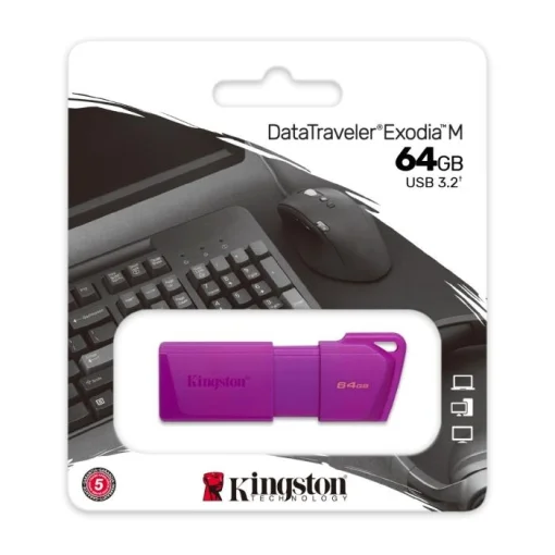 Cod. 206 Flash Memory KINSTONG DataTraveler Exodia M / 64GB / USB 3.2 Gen 1 / P&uacute;rpura Neon
