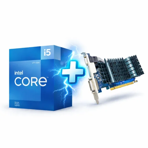 Cod. 183 Procesador Intel Core i5-12400F (Sin video) 12va. Generaci&oacute;n / FCLGA 1700 / 6 n&uacute;cleos, 18 MB cach&eacute;, hasta 4,40 GHz + arjeta de video ASUS GeForce&reg; GT 710 2GB GDDR5 EVO / HDMI, DVI-D, VGA