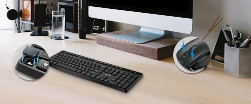 Cod. 235 Kit Genius Wireless KM-8206S, Teclado + Mouse óptico 1200DPI / 2.4GHz / Silencioso / 11 teclas de función (8 audio, 3 Internet) / Español / Black