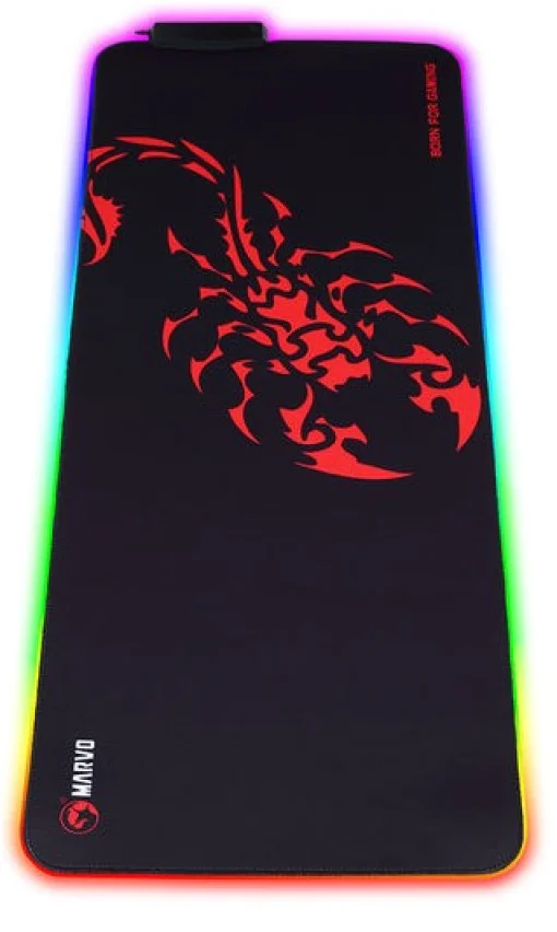 Cod. 048 Mouse Pad Gaming MARVO Scorp XL (MG011) / ilum. RGB (13 modos) / HUB de 4 Puertos USB / Base de goma Antideslizante / Dim. 800 x 300 x 4 mm