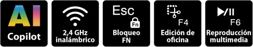 Cod. 287 Kit Genius Wireless LUXEMATE Q8100 Teclado + Mouse óptico 1200DPI, Compacto / 2.4GHz / AI Copilot / 12 teclas FN P/acceso rápido (Oficina y multimedia) / Español 