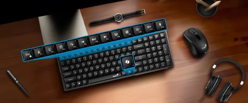 Cod. 287 Kit Genius Wireless LUXEMATE Q8100 Teclado + Mouse óptico 1200DPI, Compacto / 2.4GHz / AI Copilot / 12 teclas FN P/acceso rápido (Oficina y multimedia) / Español 