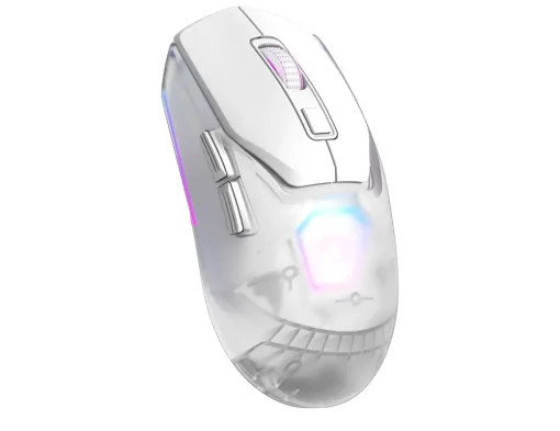 Cod,. 219  Mouse MARVO Fit Pro G1W WH / Trimodal (Inalámbrico 2.4G + Bluetooth + cableado) / 19000DPI / Sensor Pixart® PMW-3370 / Interruptores mecánicos Omron® / True RGB-16,8 millones de colores personalizado / 7 botones / batería 600mAh