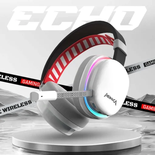Cod. K:100 Headphone Monka Echo HG9069W Wireless 2.4G &amp; Bluetooth 5, Cableado AUX3.5mm / Iluminación RGB (estatica) / Micrófono omnidireccional extraíble /  Batería: 1000mAh / Compatible: PC, Android, Mac OS,IOS,PS4,PS5,XBOX ONE