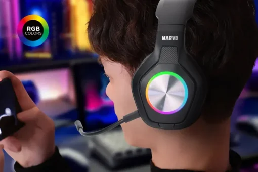 Cod. 125 Headphone Inal&aacute;mbricos MARVO Pulz 80W (HG9084W) / Trimodal: 2.4G(USB-A, USB-C) + Bluetooth&reg; 5.3 + Cableado / Luces RGB / Mic. omnidireccional extra&iacute;ble / Bat.: 1000 mAh / Compatible: PC, Android, Mac OS,IOS,PS4,PS5,XBOX ONE