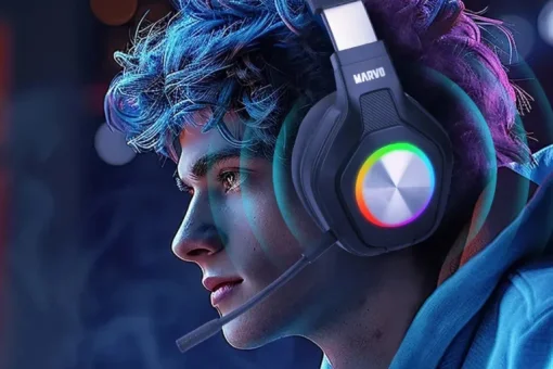 Cod. 125 Headphone Inal&aacute;mbricos MARVO Pulz 80W (HG9084W) / Trimodal: 2.4G(USB-A, USB-C) + Bluetooth&reg; 5.3 + Cableado / Luces RGB / Mic. omnidireccional extra&iacute;ble / Bat.: 1000 mAh / Compatible: PC, Android, Mac OS,IOS,PS4,PS5,XBOX ONE