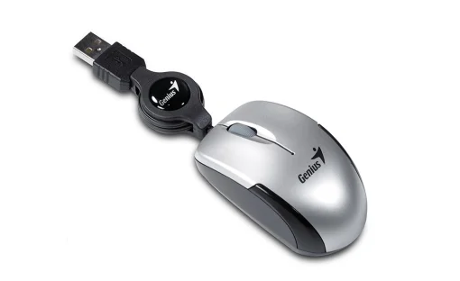 Cod. 137 Mouse Mini Genius Retráctil Micro Traveler V2 / USB 2.0 / 1200DPI / Plata