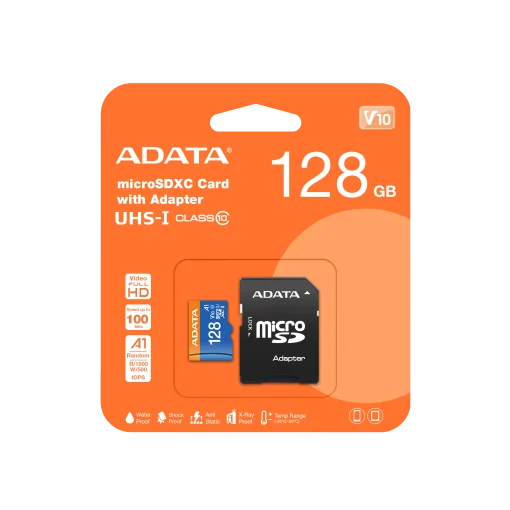 Cod. 255 Micro SD ADATA Premier A1 128GB / UHS-I Clase 10 / 2en1 / 100MB/s