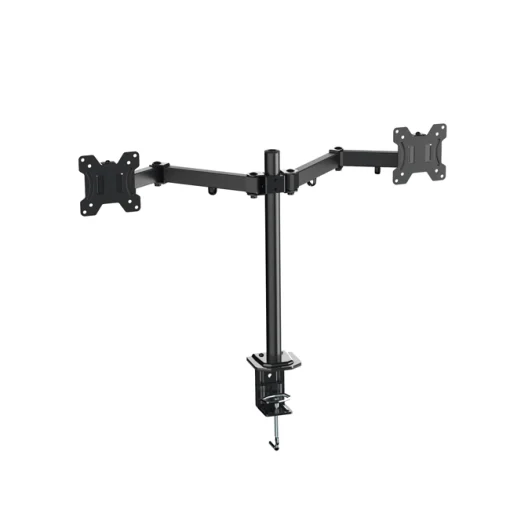 Cod. 1131 Soporte de Escritorio P/ 2*Monitores 13" a 27" M052 / 8kg (18lbs) x brazo / Giro 180&deg; y rotacion de 360&deg; / Ajustable en mesa, abrazadera tipo C / black