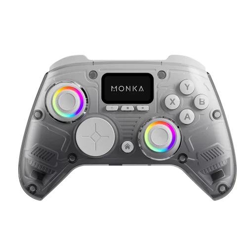 Cod. 080 Gemepad Monka Strike GT-86 / Tri-mode (Wireless 2.4G + Bluetooth&reg; 5.3 + Cable USB-C) / Bat. 1000 mAh / vibraci&oacute;n dual / Sensor de mov. 6 eje / Joysticks y gatillos efecto Hall, RGB y pantalla LCD / (M1/​​M2/N1/N2 Programables) / Compatible: PS4,