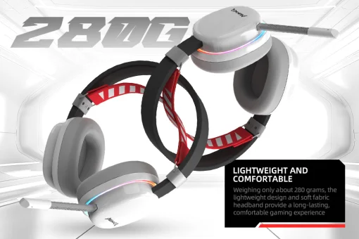 Cod. K:100 Headphone Monka Echo HG9069W Wireless 2.4G &amp; Bluetooth 5, Cableado AUX3.5mm / Iluminación RGB (estatica) / Micrófono omnidireccional extraíble /  Batería: 1000mAh / Compatible: PC, Android, Mac OS,IOS,PS4,PS5,XBOX ONE