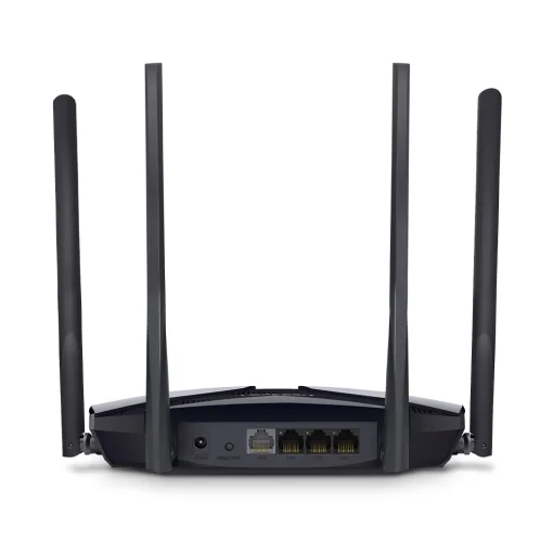 Cod. 139 Router MERCUSYS MR80X / Wi-Fi 6, Banda Dual AX3000 / 2402 Mbps (5 GHz) + 574 Mbps (2.4 GHz) / 3* P/LAN GIGABIT / 1*P/WAN GIGABIT / 4× 5 dBi Antenas fijas omnidireccionales / MU-MIMO y OFDMA