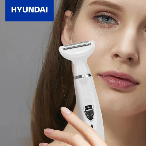 Cod. 1049 Set de depilación femenina Hyundai PHT-089 4en1 (afeitadora facial, de cejas, nariz y cuerpo, recortadora de bikini) 5W / Carga USB 1.5h, uso 90min. / Bat. 500mAh / Impermeable (IPX5)