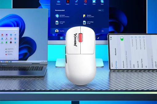 Cod. K:265 Mouse MONKA PRIME G997W Tri-modo Wireless (2.4G &amp; BT 5.1) + cable / 26.000 DPI /&nbsp;tasa sondeo 4K / Chip PixArt PAW3395 / 6 botones programables / Peso (53g) / 100% PTFE (pie) / Bat. 300mAh(hasta 60H) / Dedicado: P/Gamer PRO/Usuario PRO