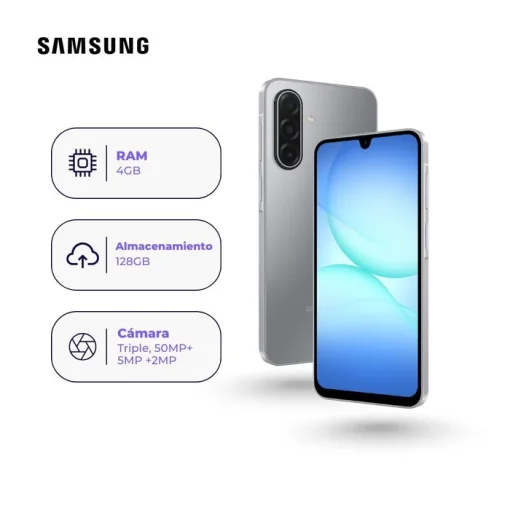 Cod. 339 Samsung Galaxy A17 4G LTE Dual-SIM / Helio G99 / 4GB Ram / 128GB / 6.7" Super AMOLED FHD+ 90Hz / Cam 50MP / 13MP frontal / Android 15.0 / carga r&aacute;pida 25W, 5000mAh / IP54 / Gris