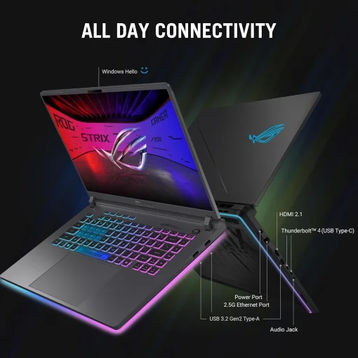 Cod. 1760 ASUS ROG Strix G16 (2025) G615 / Intel® Core™ i7 14650HX 14.ª Gen. (30 MB caché, hasta 5.2GHz, 16 núcleos) / 16GB DDR5 / 1TB SSD PCIe® 4.0 / NVIDIA® GeForce RTX™ 5060 GDDR7 8GB / 16&quot; FHD+ (1920 x 1200, WUXGA) 165Hz, RGB: 100% / Windows 11 / Wi-F