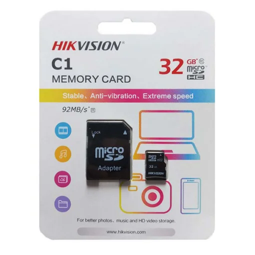 Cod. 097 Memoria Micro SD Hikvision C1/32GB/Clase 10/ 2 en1/ 92MB/s