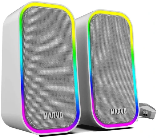Cod. 246 Parlantes Gaming MARVO Havoc 20 Grey (SG-285) Estéreo 6W (2*3W) / Efectos LED RGB / Control de vol. / Jack 3.5 (Audio) + USB(Power)