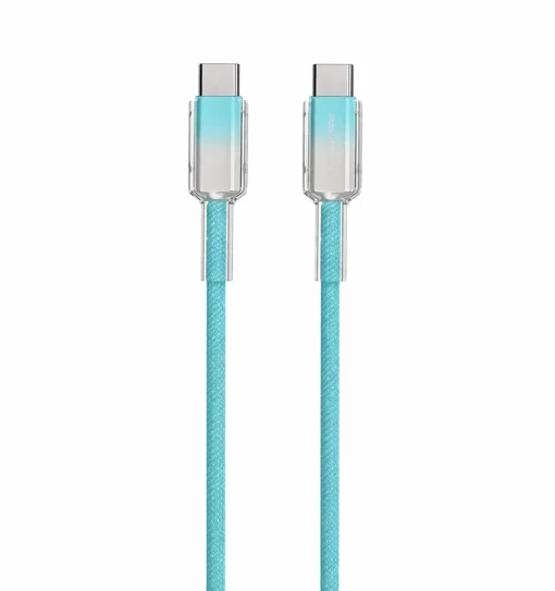 Cod. 273 Cable Pavareal Q51CTC USB-C a USB-C / 100W / 1.2 m / Cristal de hielo/Turquesa