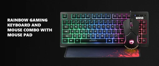Cod. 179 Combo Gaming MARVO Loot 30 (CM310) 3 en 1 (Teclado Retroiluminado de 3 colores + Mouse 7 botones programables, RGB + Mouse pad antideslizante resistente) / USB /1.6mt. / Espa&ntilde;ol