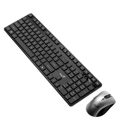 Cod. 288 Kit Genius Wireless KM-8216S, Teclado + Mouse óptico 6 bot. 1600DPI / 2.4GHz / Silencioso / AI Copilot / 12 teclas de función (8 audio, 4 Internet) / Español / Black