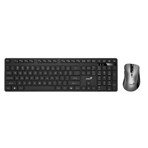 Cod. 288 Kit Genius Wireless KM-8216S, Teclado + Mouse óptico 6 bot. 1600DPI / 2.4GHz / Silencioso / AI Copilot / 12 teclas de función (8 audio, 4 Internet) / Español / Black