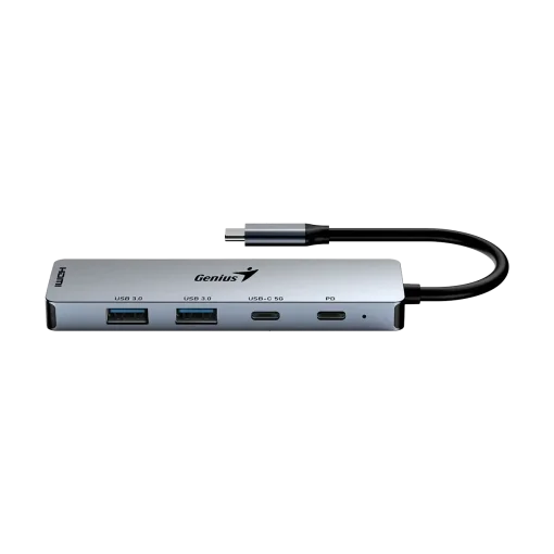 Cod. 375 Hub Multipuertos Genius UH-500 5 en 1 / Interfaz: USB-C a 1*HDMI 4K@60Hz, 1*USB-C PD (Carga r&aacute;pida 100W), 2*USB-A 3.0 &amp; 1*USB-C 5G, / Compatible: Windows&reg;, Mac OS, Android, Apple IOS / Plug &amp; play