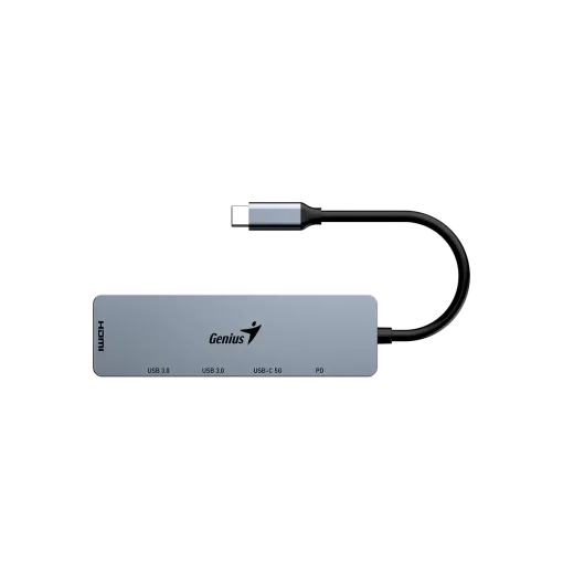 Cod. 375 Hub Multipuertos Genius UH-500 5 en 1 / Interfaz: USB-C a 1*HDMI 4K@60Hz, 1*USB-C PD (Carga r&aacute;pida 100W), 2*USB-A 3.0 &amp; 1*USB-C 5G, / Compatible: Windows&reg;, Mac OS, Android, Apple IOS / Plug &amp; play