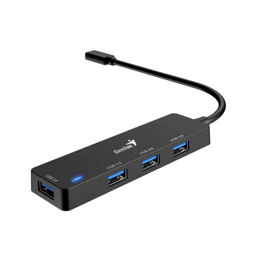 Cod. B:372 Hub Genius UH-400 USB-C a USB-A 3.0 de 4 Puertos 5Gbps / Compatible: Windows®, Mac OS, Android, Apple IOS / Plug &amp; play