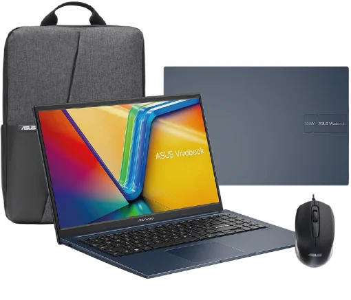 Cod. 1774 Kit ASUS VivoBook 15 X1504V / Intel&reg; Core&trade;&nbsp;i3-1315U 13va. Gen (10MB cach&eacute;, hasta 4,4 GHz) / 16GB / 512GB NVMe&trade; SSD / 15.6" FHD / Sin Sistema (OS) / Wi-Fi 6E&amp; BT 5.3 / Teclado Espa&ntilde;ol alfanum&eacute;rico / Quiet Blue + Mochila&nbsp;+ Mouse&nbsp;Asus