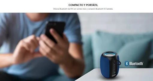 Cod. G:242 Parlante Bluetooth Genius SP-915BT / 5W RMS / LED-RGB / Micrófono incorporado / USB-C, Bat.1200mAh (Hasta 6H reproducción)