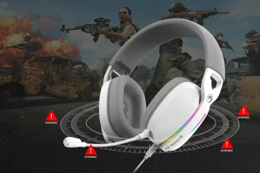 Cod. 098 Headphone MARVO Pulz 70S White (HG9086 WH) / Sonido envolvente 7.1 / Diadema Telesc&oacute;pica ajusteble / luces RGB Din&aacute;mico / Mic. omnidireccional extra&iacute;ble / Interfaz USB, Cable 2.0 m