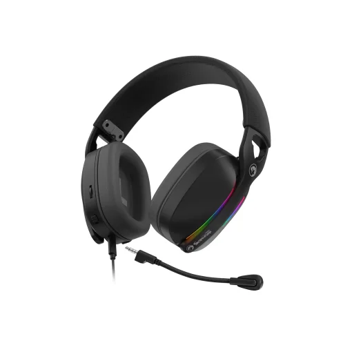Cod. 123 Headphone MARVO Pulz 70S Black (HG9086 BK) / Sonido envolvente 7.1 / Diadema Telesc&oacute;pica ajusteble / luces RGB Din&aacute;mico / Mic. omnidireccional extra&iacute;ble / Interfaz USB, Cable 2.0 m