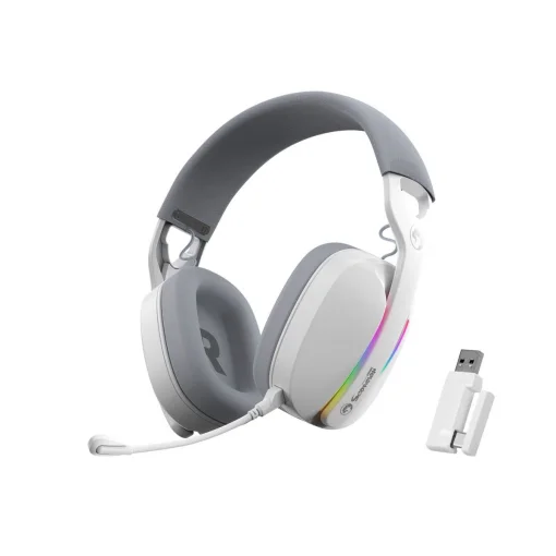 Cod. 095 Headphone Inal&aacute;mbricos MARVO Pulz 70W (HG9086W WH) / Trimodal: 2.4G(USB-A, USB-C) + Bluetooth&reg; 5.3 + Cableado / Luces RGB / Mic. omnidireccional extra&iacute;ble / Bat.: 800mAh / Compatible: PC, Android, Mac OS,IOS,PS4,PS5,XBOX ONE