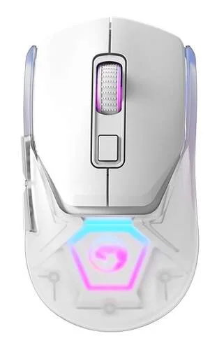 Cod,. 219  Mouse MARVO Fit Pro G1W WH / Trimodal (Inalámbrico 2.4G + Bluetooth + cableado) / 19000DPI / Sensor Pixart® PMW-3370 / Interruptores mecánicos Omron® / True RGB-16,8 millones de colores personalizado / 7 botones / batería 600mAh
