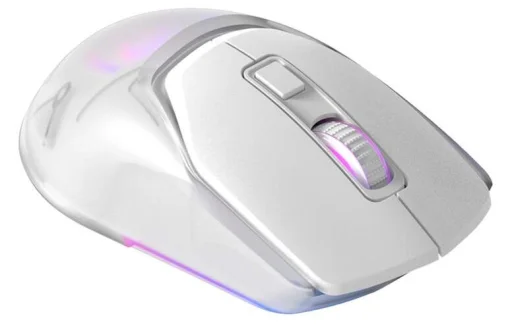 Cod,. 219  Mouse MARVO Fit Pro G1W WH / Trimodal (Inalámbrico 2.4G + Bluetooth + cableado) / 19000DPI / Sensor Pixart® PMW-3370 / Interruptores mecánicos Omron® / True RGB-16,8 millones de colores personalizado / 7 botones / batería 600mAh
