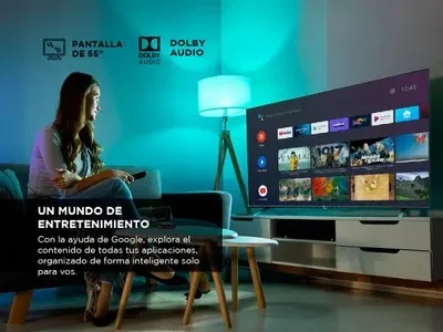 Cod. 119 Smart TV RCA 55&quot; QLED 4K Ultra HD / Google TV / HDR / 3*HDMI, 2*USB / Wi-FI 5 / Dolby Audio / Control remoto por voz