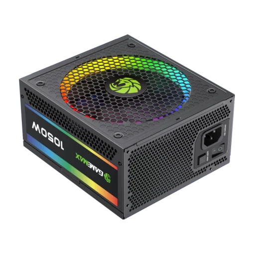 Cod. 167 Fuente de Poder GAMEMAX RGB-1050 BK Modular / Alta eficiencia 80 Plus Gold / 1050 Watts / 14CM Ventilador Rgb Bajo Ruido/ ATX /PC